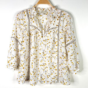 See U Soon Floral 3/4 Sleeve‎ Top Size XS